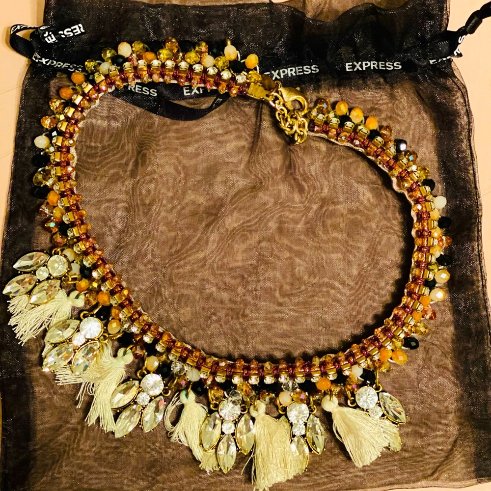 Express black and brown jewel necklace